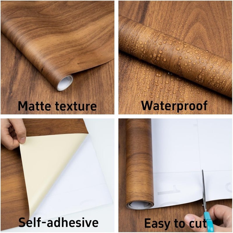 Decoroom Wood Grain Contact Paper Peel and Stick, Thicken Vintage Wood Contact Paper for Cabinets Furniture, Natural Wood Wallpaper Self-Adhesive Removable Waterproof Vinyl Film 23.6 in X 118.1 in - Image 2